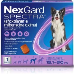 NexGard Spectra Antipulgas e Carrapatos e Vermífugo para Cães de 15,1 a 30kg - 1 tablete
